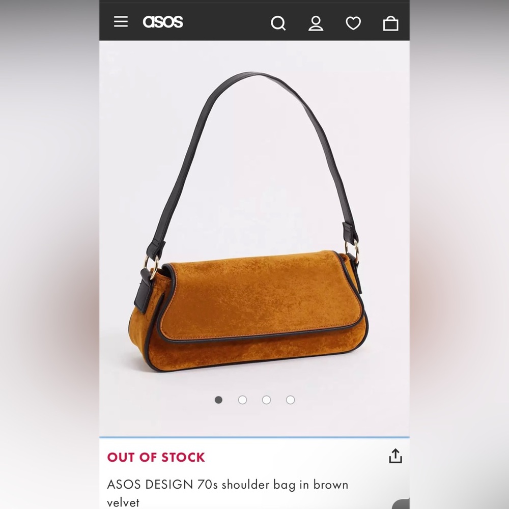 ASOS DESIGN 70s shoulder bag im brown velvet
